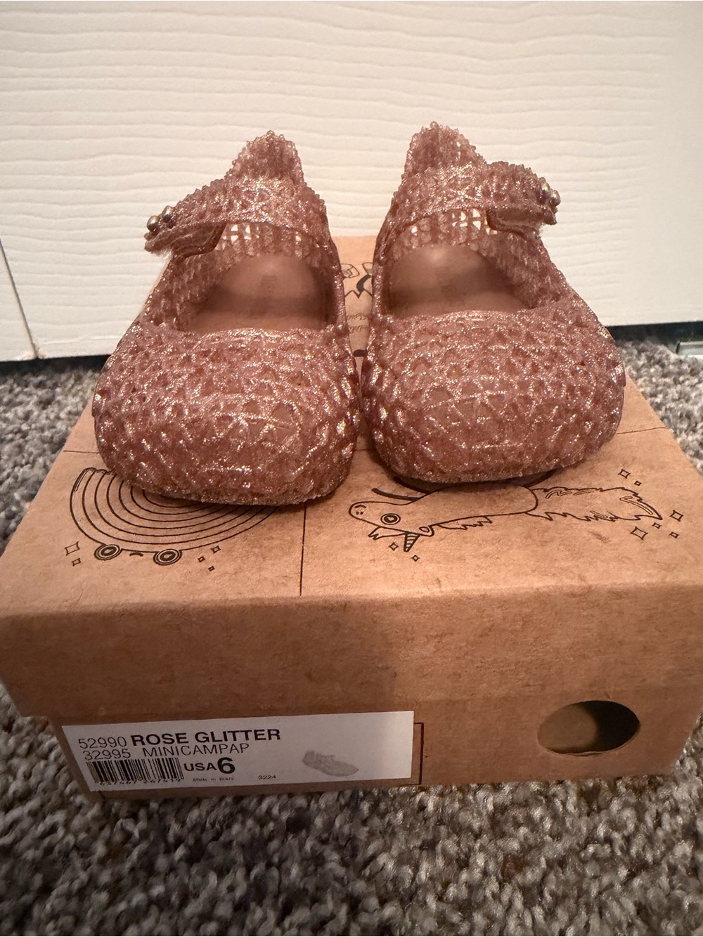 Mini Melissa Rose Gold Glitter Jelly Mary Jane Shoes
